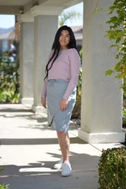 Dominica Gray Faux Wrap Athletic Skirt (hidden Leggings) -Women Dresses Store 07339DBE D797 4475 8435 7E2534D9D1A3