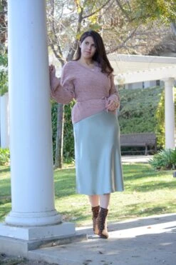 Laney Sage Satin Skirt -Women Dresses Store 079E9320 E91D 4791 B720 C4869E9D13AB