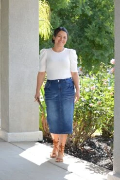 Tisa Light Washed Denim Skirt -Women Dresses Store 098C4F9F FE27 41E6 96B1 B32D28F60B3C