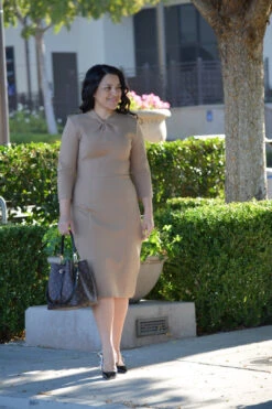 Pamplona Tan Knot Dress -Women Dresses Store 09F50B98 8DAD 45B5 8D0B 23D4BB9DD106