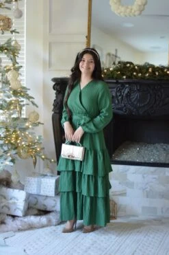 Lindos Green Textured Ruffled Maxi Dress -Women Dresses Store 11F04387 71A1 4F11 98F6 048AFA1C5394 812ea823 a0fa 4b0e aa19 a740d8b8b697