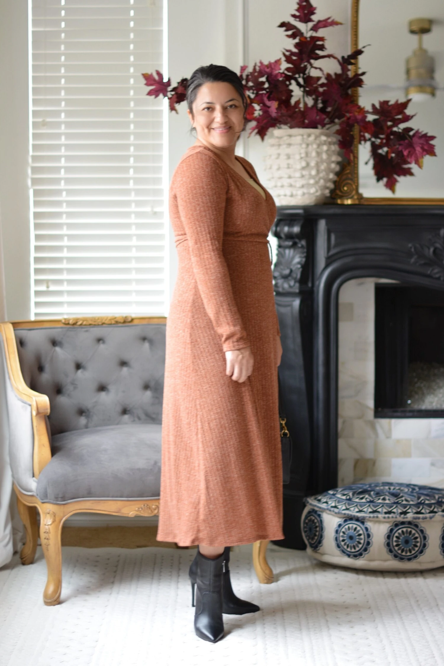 Gissi Rust Ribbed Wrap Dress 7 Gissi Rust Ribbed Wrap Dress - Image 5