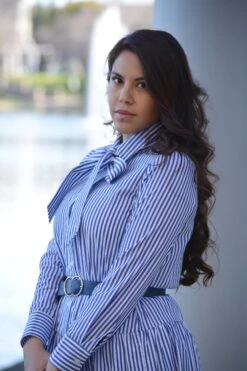 Antalya Blue Striped Cotton Dress -Women Dresses Store 1B03BEE3 C855 4BC4 B164 C3B3D1481994