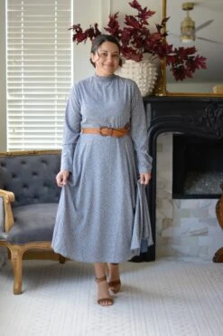 Anya Blue Floral Dress (belt Included)