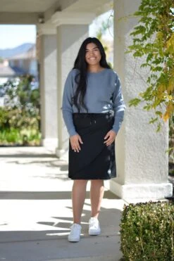 Dominica Black Faux Wrap Athletic Skirt (hidden Leggings) -Women Dresses Store 2AA1F9F6 CD7F 4546 B873 B2DCE2FD824B