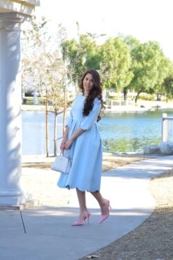 Berlin Sky Blue Scalloped Dress -Women Dresses Store 326A7501 4D05 470A 8227 0F21DEFC3202