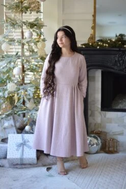 Asos Pink Houndstooth Midi Dress -Women Dresses Store 3529000C C63E 422E A63F 83708FC584D0