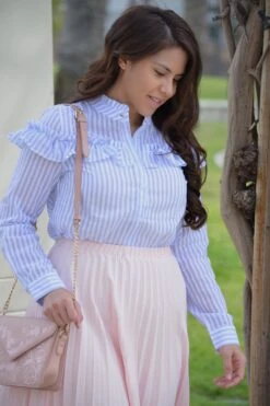 Cristela Blue Striped 100% Cotton Top -Women Dresses Store 35E2CDF3 5738 41D9 87E5 2BCD01CF2EDB