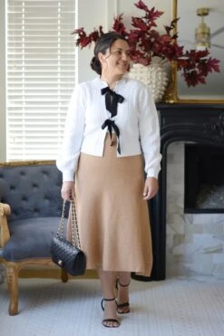 Silvia Camel Aline Ribbed Knit Skirt -Women Dresses Store 3909EC53 88D5 4711 9045 8CCEF9B53169