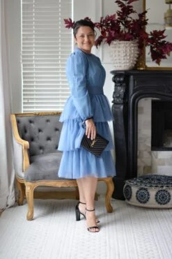 Prague Warm Blue Tulle Dress -Women Dresses Store 3A624B8E E060 4215 9509 A18077319AC2