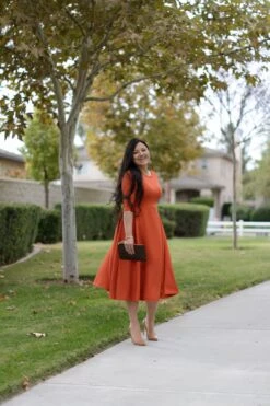 Valencia Rust Midi Dress -Women Dresses Store 3D056DAC 2C15 479B AD8A 3EFB9EDD1B90