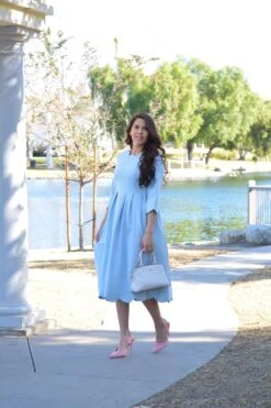 Berlin Sky Blue Scalloped Dress -Women Dresses Store 3DB26731 4D9E 47E6 B1F3 28DAFEF81B10