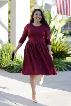Venice Merlot Pleated Midi Dress -Women Dresses Store 410E91FD C357 424D 9A50 5F68ED6EA1D4