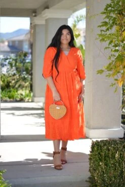 Althea Orange Eyelet Dress -Women Dresses Store 4128E65E A4E6 4B85 81BE 4E3E4F35CE16