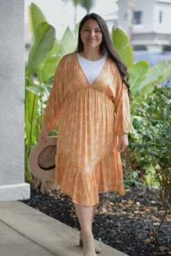 Adele Peach Floral Midi Dress -Women Dresses Store 4337BD55 89EE 407F 86C0 4BFC748A2AFF