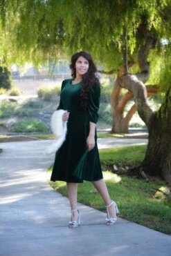Capri Emerald Velvet Puff Sleeve Dress -Women Dresses Store 44698F6C B1DD 424C 8618 70194A60B2B1