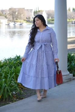 Antalya Blue Striped Cotton Dress -Women Dresses Store 4CC81783 B478 4E37 B3A1 F825471455EF