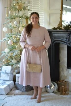 Asos Pink Houndstooth Midi Dress -Women Dresses Store 543542C8 EDCA 4B93 862B 3970AE57F407