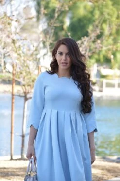 Berlin Sky Blue Scalloped Dress -Women Dresses Store 5709D0DC AEFE 4939 A23D 02F80DBA1A6B