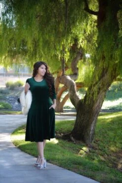 Capri Emerald Velvet Puff Sleeve Dress -Women Dresses Store 6260F93F 5F5A 4466 B116 A340C4D88DC4