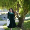 Capri Emerald Velvet Puff Sleeve Dress -Women Dresses Store 631F5256 86E5 42E2 B1EC AACBD0CA7A70