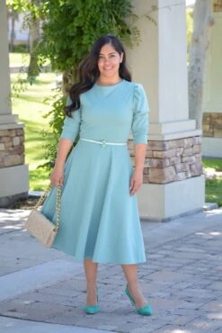 Capri Minty Blue Puff Sleeve Dress -Women Dresses Store 646E5E60 E10F 4824 80C7 B4D69067F745