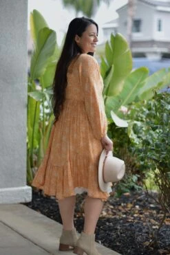 Adele Peach Floral Midi Dress -Women Dresses Store 6488BB86 736E 42E2 BFCD DBCF995EED64