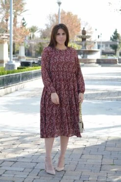Asher Burgundy Floral Textured Dress -Women Dresses Store 6668DD54 33DA 489D 9F15 647EB657F3DD e1871cee e7d8 42ec 85cd 77f10fe79480