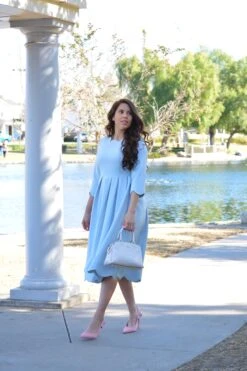 Berlin Sky Blue Scalloped Dress -Women Dresses Store 667D7312 1617 4304 90E1 6F9F4D147ABB