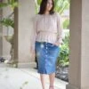 Raegan Button Vintage Wash Denim Skirt