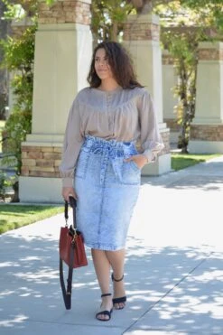 Adella Taupe Pintuck Top -Women Dresses Store 6F6FC5EA 36E2 45E4 A365 0E5987923855