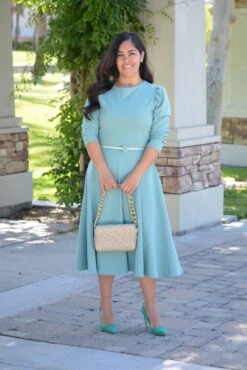 Capri Minty Blue Puff Sleeve Dress -Women Dresses Store 7415396D E930 4E02 89E2 A7ADC6A28BD9