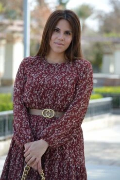 Asher Burgundy Floral Textured Dress -Women Dresses Store 76D18548 AC6F 4AF0 950E 3401A0A57B6D 005e07fb 5857 4b60 a6d0 7ca59c0d2cc2