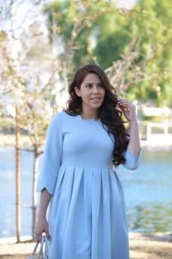 Berlin Sky Blue Scalloped Dress -Women Dresses Store 775613A2 D22F 403A BCBC 528A11261AD4