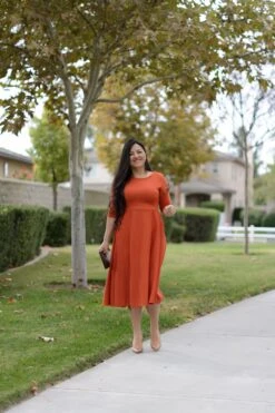 Valencia Rust Midi Dress -Women Dresses Store 7A6487F5 FB54 4249 93C5 FD5144A6DD20