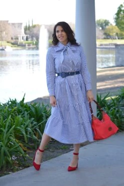 Antalya Blue Striped Cotton Dress -Women Dresses Store 80BD41DC D523 4E86 8183 A00C18E69B12