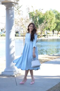 Berlin Sky Blue Scalloped Dress -Women Dresses Store 816ABDD8 6373 4F6B 9932 1E0A2037B10D
