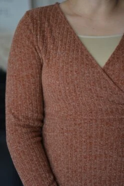 Gissi Rust Ribbed Wrap Dress 12 Gissi Rust Ribbed Wrap Dress -Women Dresses Store 842B2280 F809 4D57 B0BC 11CCF1363F5A