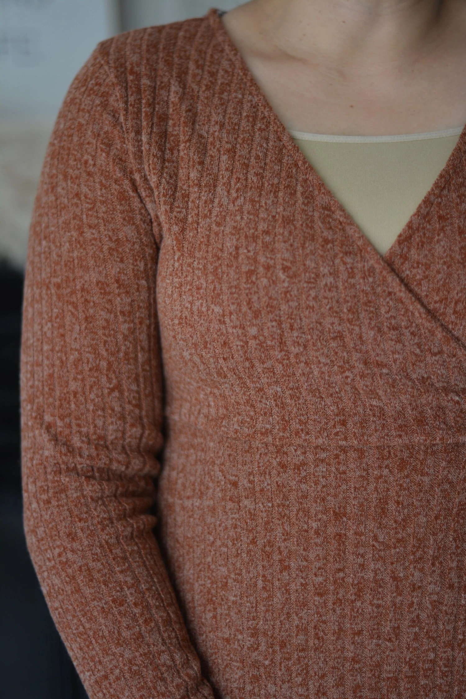 Gissi Rust Ribbed Wrap Dress 5 Gissi Rust Ribbed Wrap Dress - Image 3