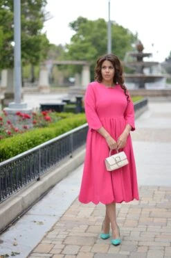 Berlin Scalloped Fuchsia Pink Dress -Women Dresses Store 89191218 39A9 44D3 906D 1E0FDE9722D1