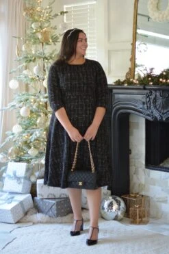 Asos Black Tweed Midi Dress -Women Dresses Store 8F208C91 95DC 41CB 993B 40B497BF7BAA