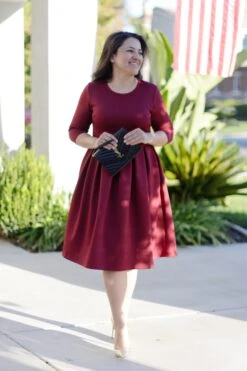 Venice Merlot Pleated Midi Dress -Women Dresses Store 90433D8B 0119 4D9A B3C4 F14FDC8A5285
