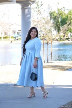 Berlin Sky Blue Scalloped Dress -Women Dresses Store 93EA7B27 A614 466D A3AE 06C3068938AD