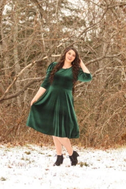 Capri Emerald Velvet Puff Sleeve Dress -Women Dresses Store 973F7735 B583 4EEE 9E3B 526E59716384