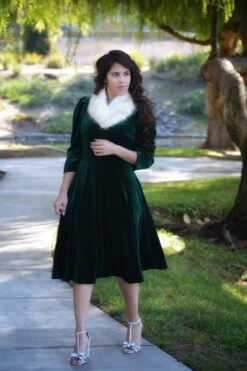 Capri Emerald Velvet Puff Sleeve Dress -Women Dresses Store 995AA46C 8FE7 4E47 A791 8DA85A7014CF