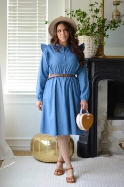 Alba Denim Midi Dress -Women Dresses Store 9EC0FF6F 44F8 47D1 BDAF B7B48F02BD63