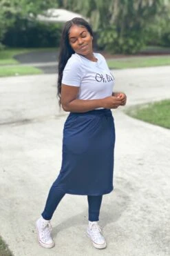 Palermo Navy Athletic Skirt (long Leggings)