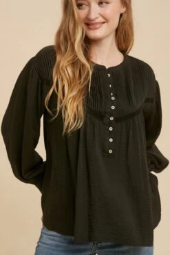 Adella Taupe Pintuck Top -Women Dresses Store A5D73DAA AECD 4606 9419 C0F80135B68D