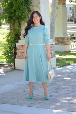 Capri Minty Blue Puff Sleeve Dress -Women Dresses Store A64A79B0 B6A9 4EF9 876C A5AF84BDF33A