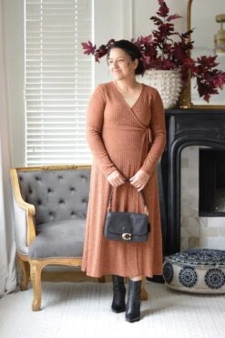 Gissi Rust Ribbed Wrap Dress 16 Gissi Rust Ribbed Wrap Dress -Women Dresses Store AE25D95E D3EB 40D4 BBDF 11ED1BFFD646